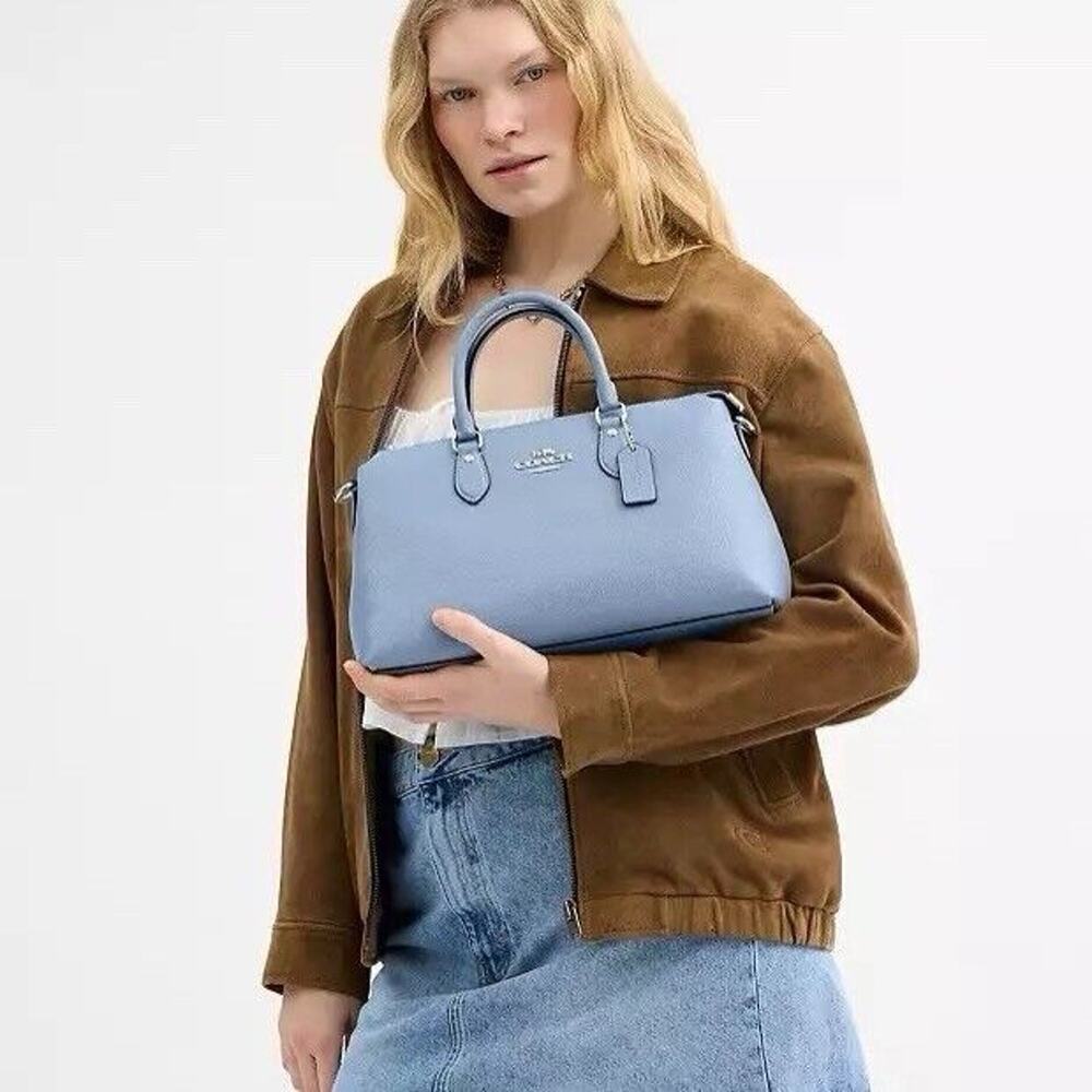 NWT Coach Bundle Georgia Satchel Bag CR156 Leather Bluebell & Cq722 Silk Scarf - Picture 10 of 12